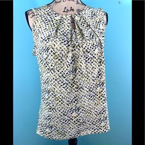 Ann Taylor Sleeveless Yellow Print Top U1886